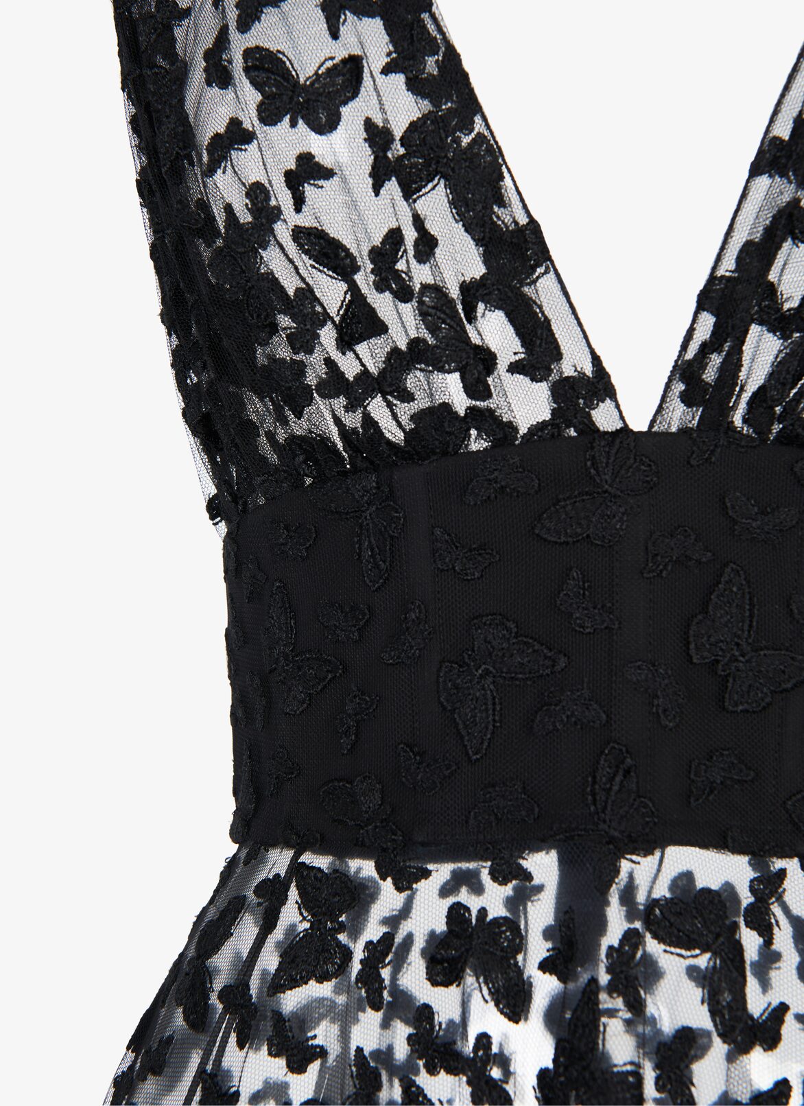 Embroidered Tulle Butterfly Dress ALAÏA BLACK/BLACK EMBROIDERED TULLE BUTTERFLY DRESS